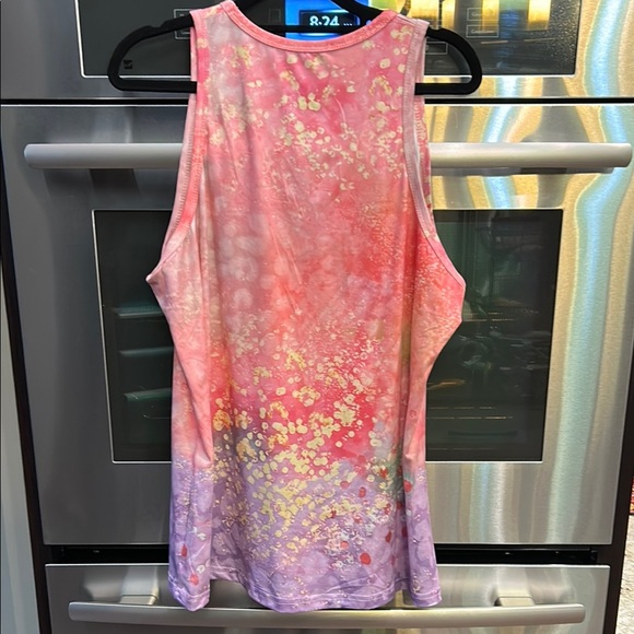 Vibrant Pink and Purple Abstract Sleeveless Tank Top - Picture 3 of 3